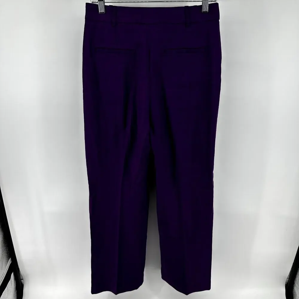 Sezane Giovanni Trousers Linen Pants Pocket Wide Leg Baggy High Waisted Purple 8